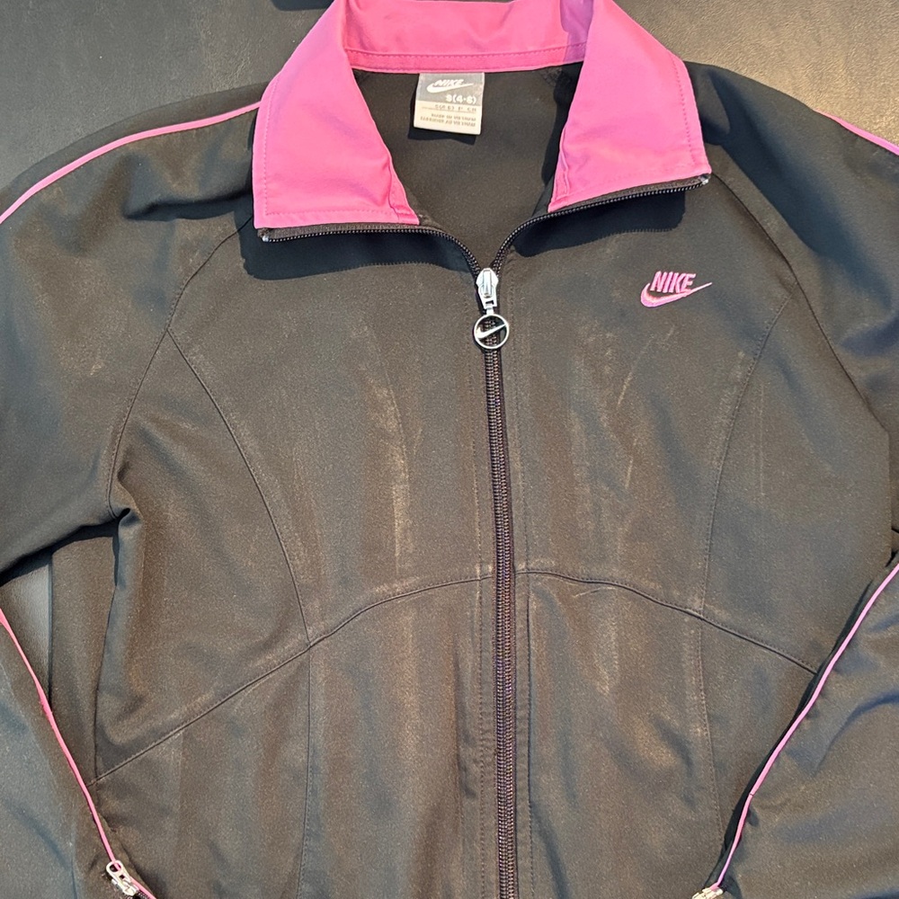Nike Women's Black Bomber Jacket with Pink Accents